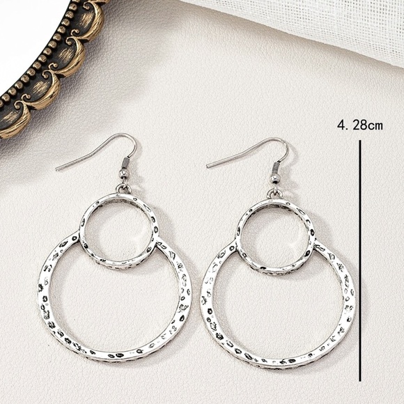 Any 3/$25! Silver Boho Geometric Entwined Circle Drop Earrings - Picture 4 of 6